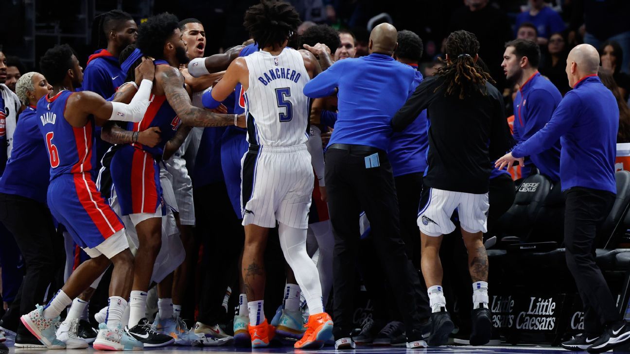 NBA suspends 11 players for altercation with Magic Pistons