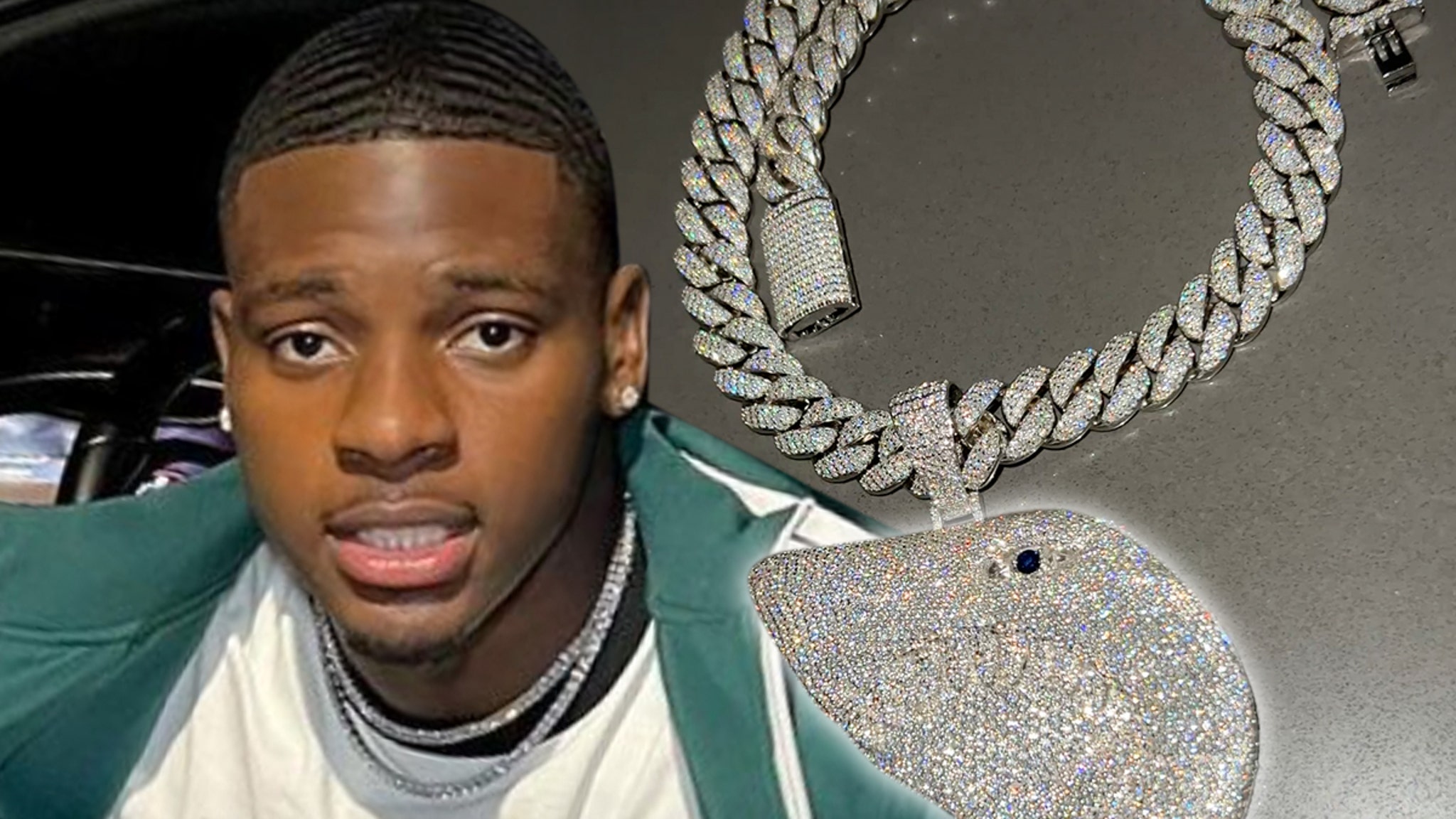 NFL Draft Prospect KD Davis Cops Iced Out Shark Pendant, 35 Carat Diamond