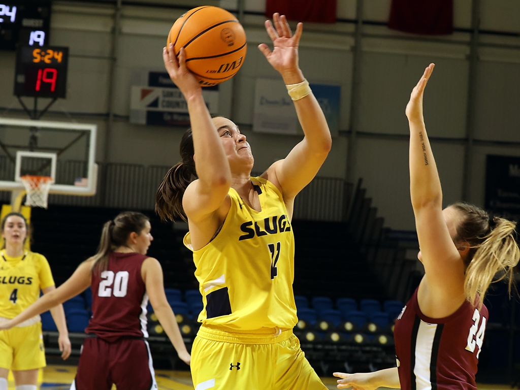 Ashley Kowak became UCSC’s all-time scoring leader in the Banana Slugs’ basketball loss.