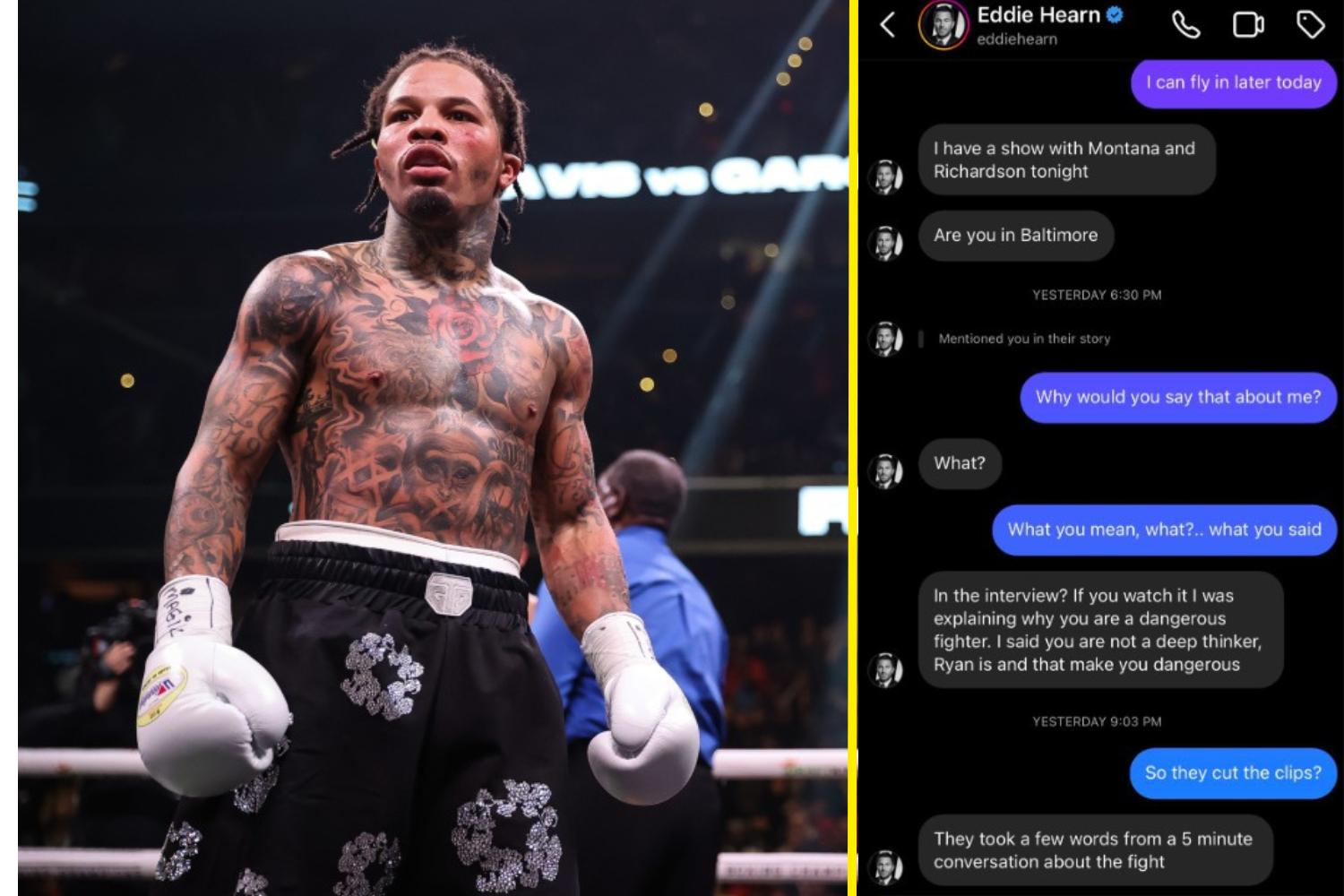 Garbonta Davis leaks private message from Eddie Hahn after boxing promoter sparked controversy by claiming Tank was ‘not a distinct young man’