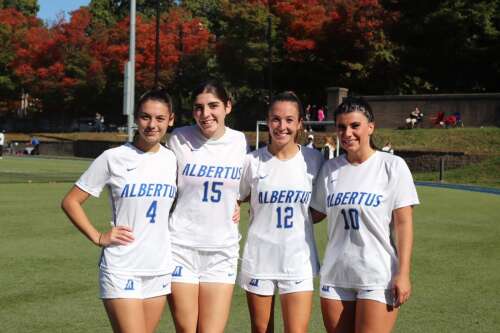 East Haven Girls Soccer Foursome Unite at Albertus Magnus