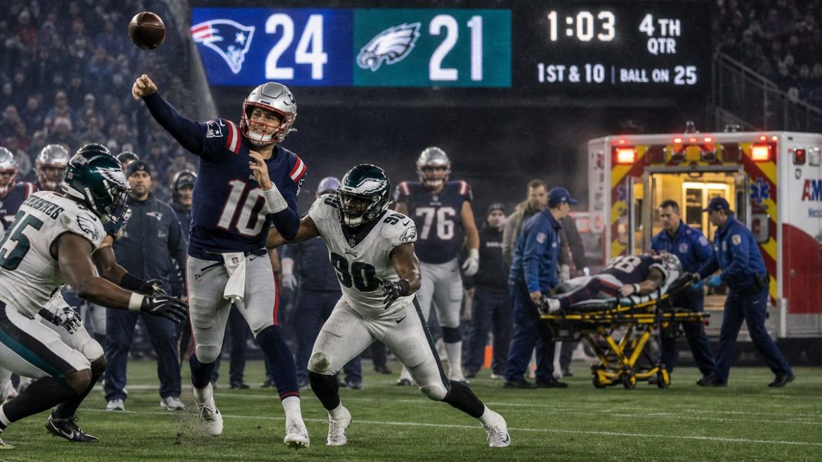 Patriots Beat Eagles 24-21 as Tommy DeVito Throws Touchdown, Ja’Quinden Jackson Leaves by Ambulance